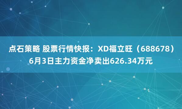 点石策略 股票行情快报：XD福立旺（688678）6月3日主力资金净卖出626.34万元