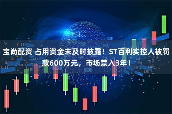 宝尚配资 占用资金未及时披露！ST百利实控人被罚款600万元，市场禁入3年！