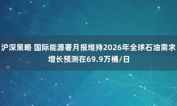 沪深策略 国际能源署月报维持2026年全球石油需求增长预测在69.9万桶/日