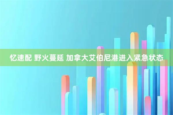 忆速配 野火蔓延 加拿大艾伯尼港进入紧急状态